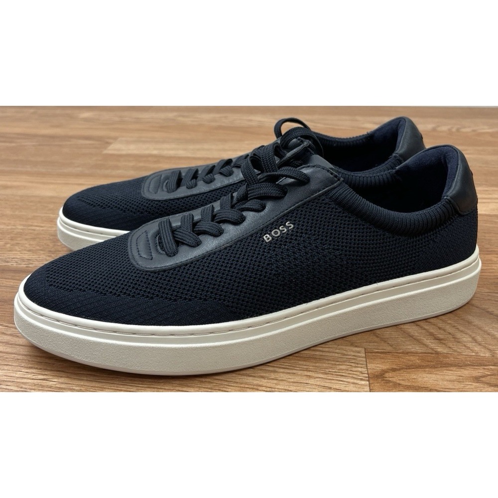 Hugo Boss Kieran Mesh Lace-Up Trainer Sneakers Navy Blue Mens Size 41 (US 8) NEW